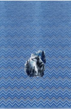 Stoff Panel 3er Wolf Wölfe blau
